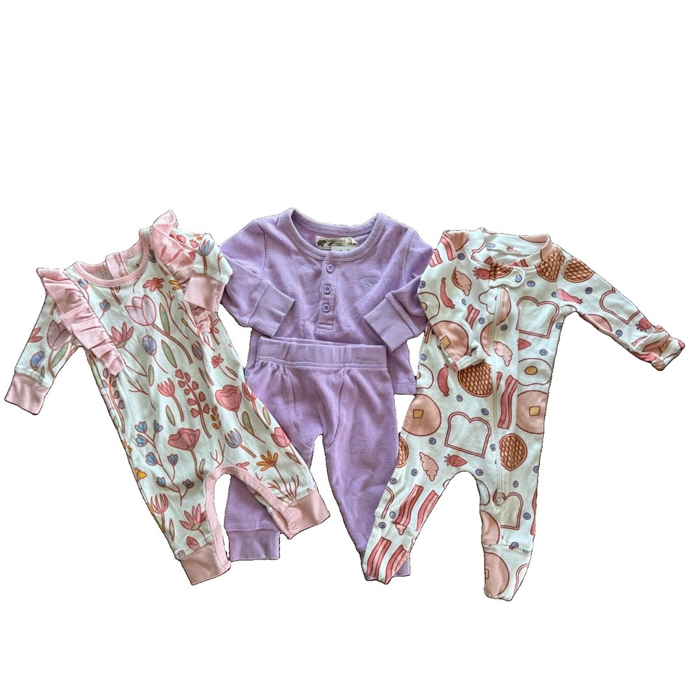 Lot of 3 Girls Outfits Monica +‎ Andy Size 0-3month / Newborn Organic Cotton